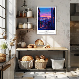 Porto Evening Skyline: Enchanting Travel Poster
