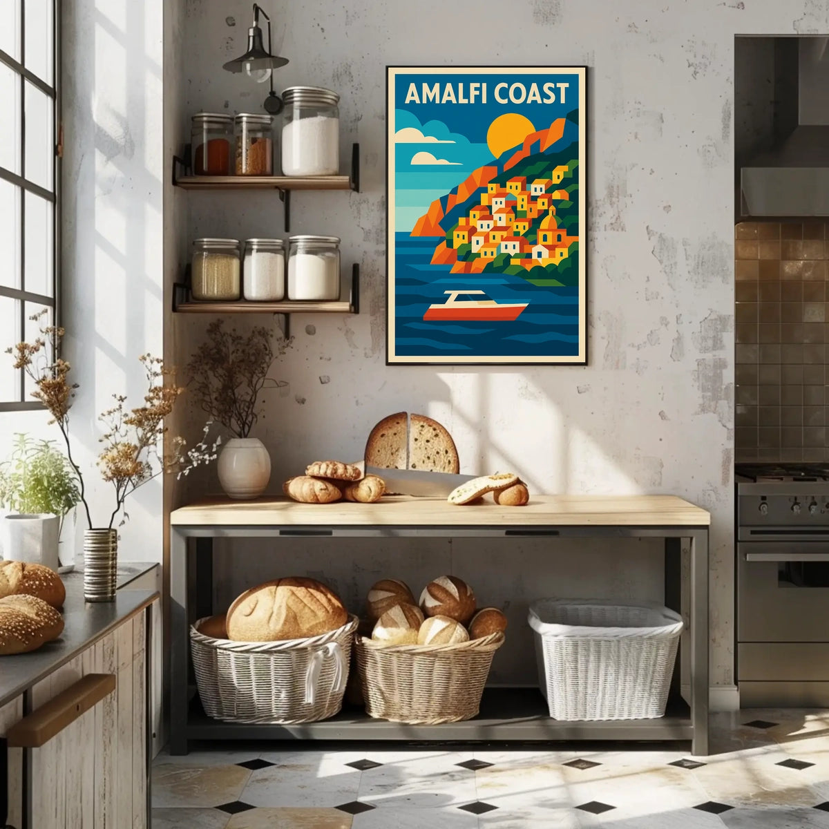 Amalfi Coast Poster Wall Art Scenic Coastal Decor Artwork