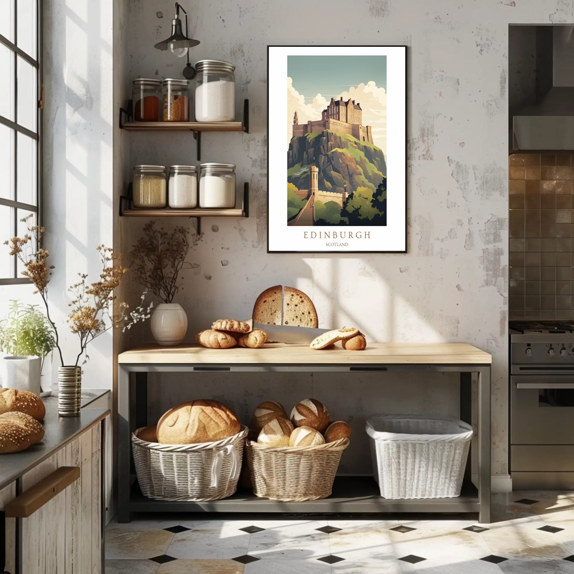 Edinburgh Castle Illustration Poster PosterGoat