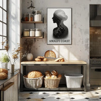 Amalfi Coast Silhouette Poster Wall Art for Coastal Decor