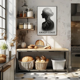 Amalfi Coast Silhouette Poster Wall Art for Coastal Decor