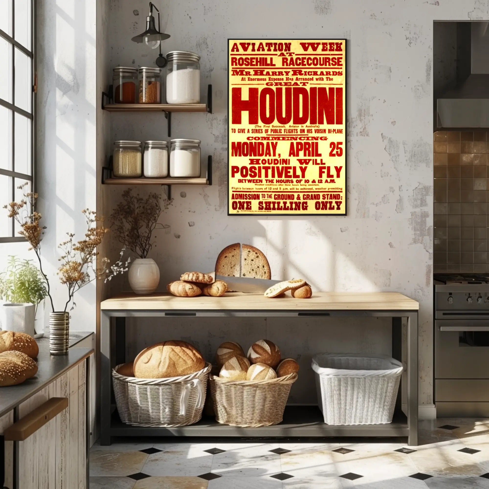 Houdini Aviation Show Vintage Cultural Heritage Poster