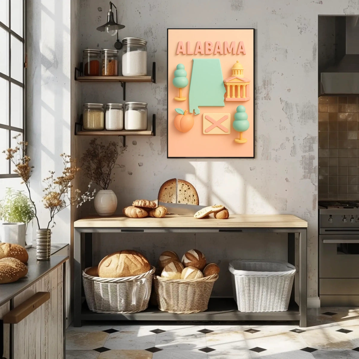 Alabama State Icons Poster