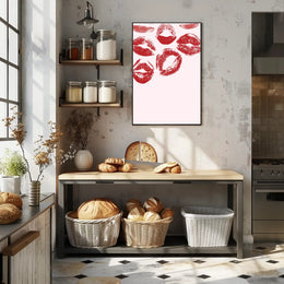 Romantic Red Kiss Marks Abstract or Artistic Poster PosterGoat
