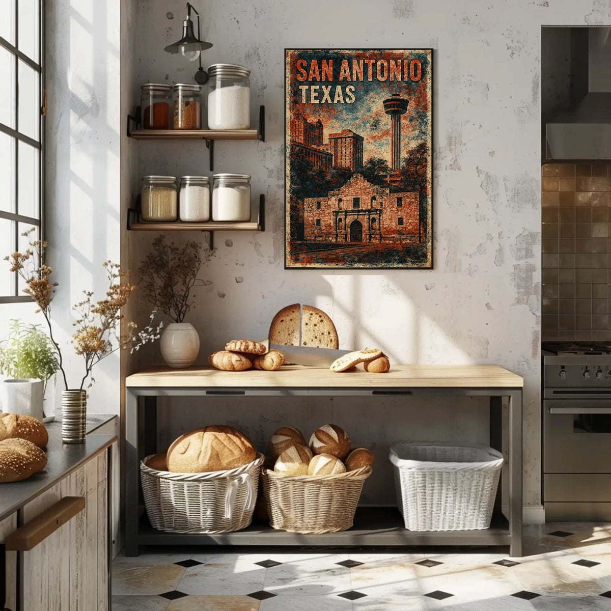 San Antonio Vintage Landmarks Travel Nostalgia Poster