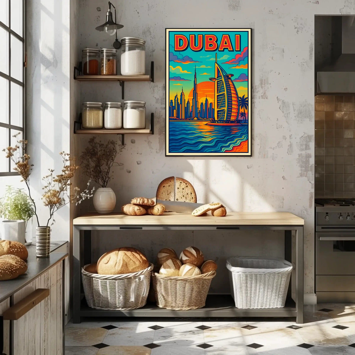 Dubai Skyline Illustration Poster