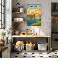 Sydney's Iconic Landmarks Vintage Travel Poster