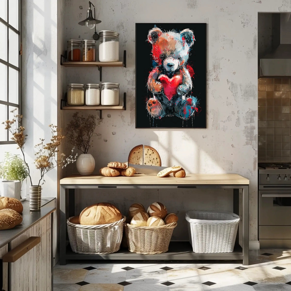 Heartfelt Colors Whimsical Teddy Bear Art Poster