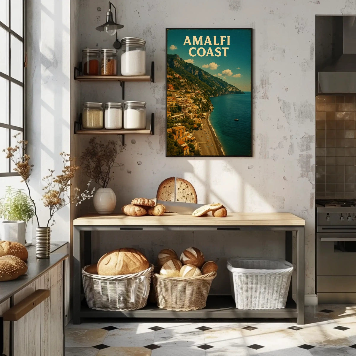 Amalfi Coast Poster Wall Art Print 18x24 Scenic Coastal