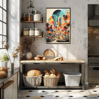 Urban Oasis Los Angeles Cityscape Abstract, Artistic Poster