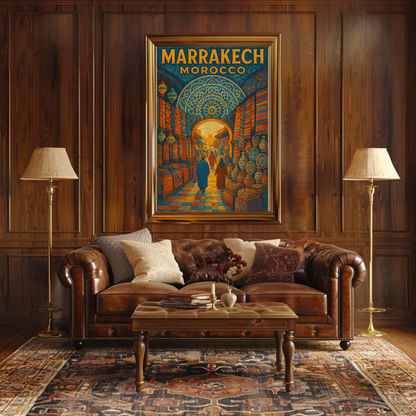 Marrakech Morocco Mosaic Market Scene Poster Poster