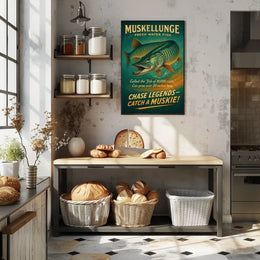 Muskellunge Adventure Vintage Fishing Poster for Anglers