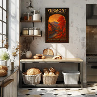 Vermont Autumn Landscape Photorealistic Travel Poster