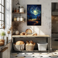 Starry Night Cottage Poster