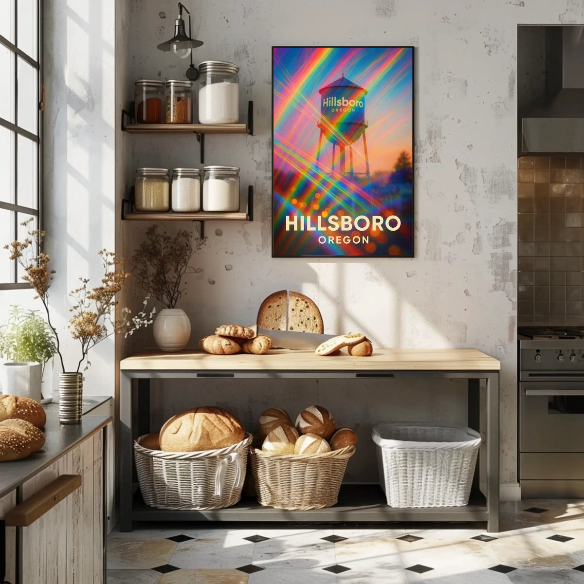 Hillsboro Water Tower Cityscape Vibrant Photography Poster