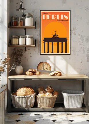 Brandenburg Gate Vintage Travel Print: Iconic Berlin Landmark Poster
