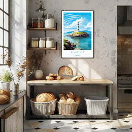 Scenic Lighthouse Art Print: Explore Wales Travel Poster
