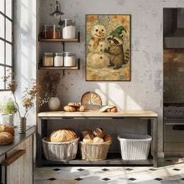 Winter Wonderland With Raccoon And Poster