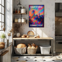Hartford Skyline Urban Digital Painting Poster