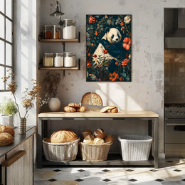 Peaceful Panda in a Botanical Wonderland Animal Poster
