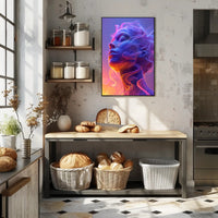 Vibrant Surreal Face with Futuristic Design Artistic Poster PosterGoat