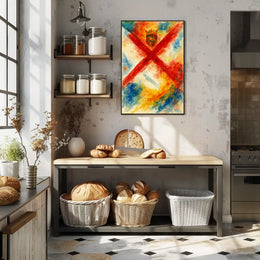 Abstract Watercolor With Crown And Cross Poster