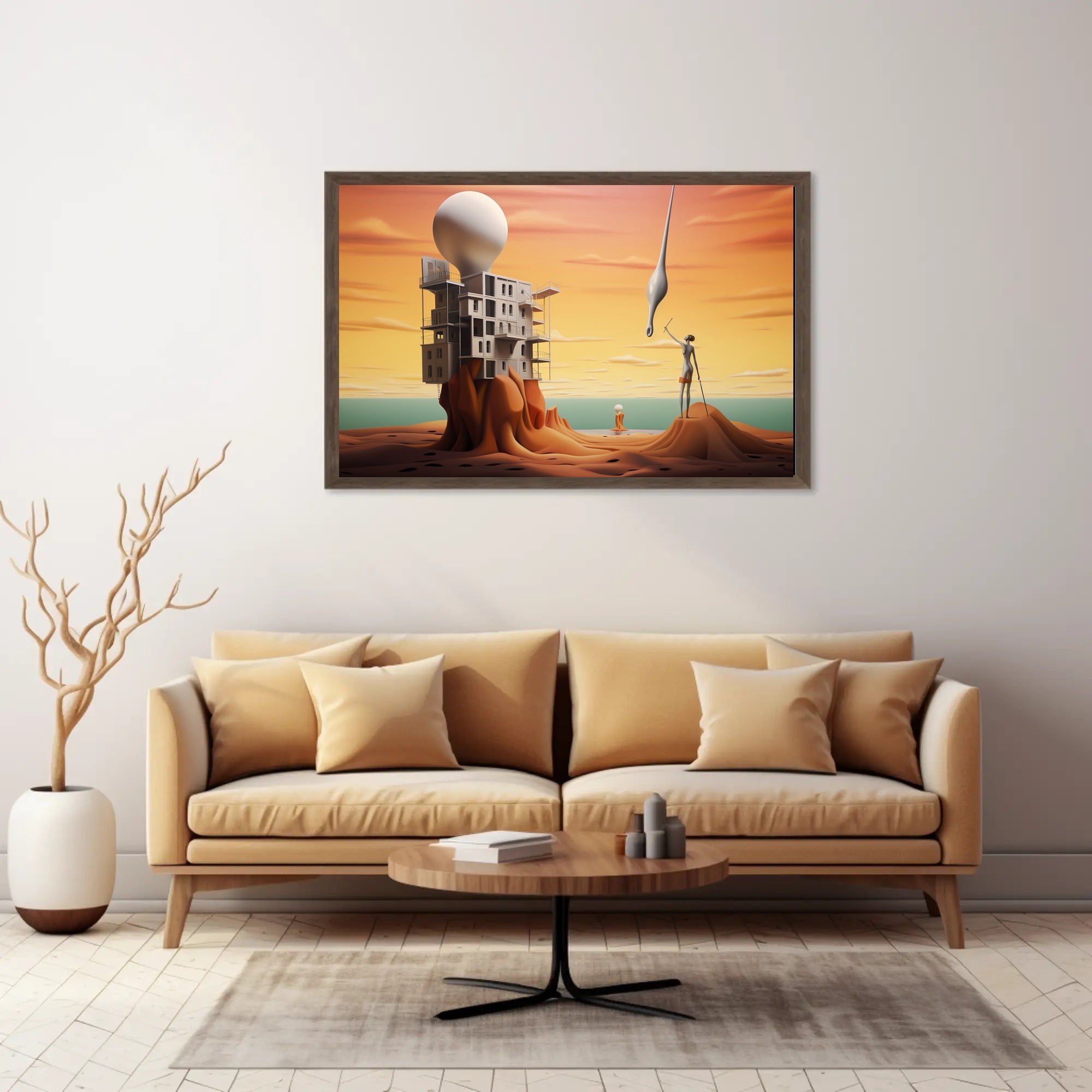 Surreal Landscape with Futuristic Sci-Fi Architecture Poster