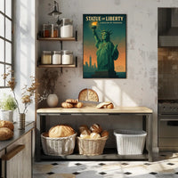 Statue of Liberty Sunset Urban or Cityscape Poster