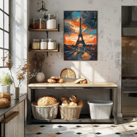 Eiffel Tower Abstract Art Poster: Vibrant Paris Scene
