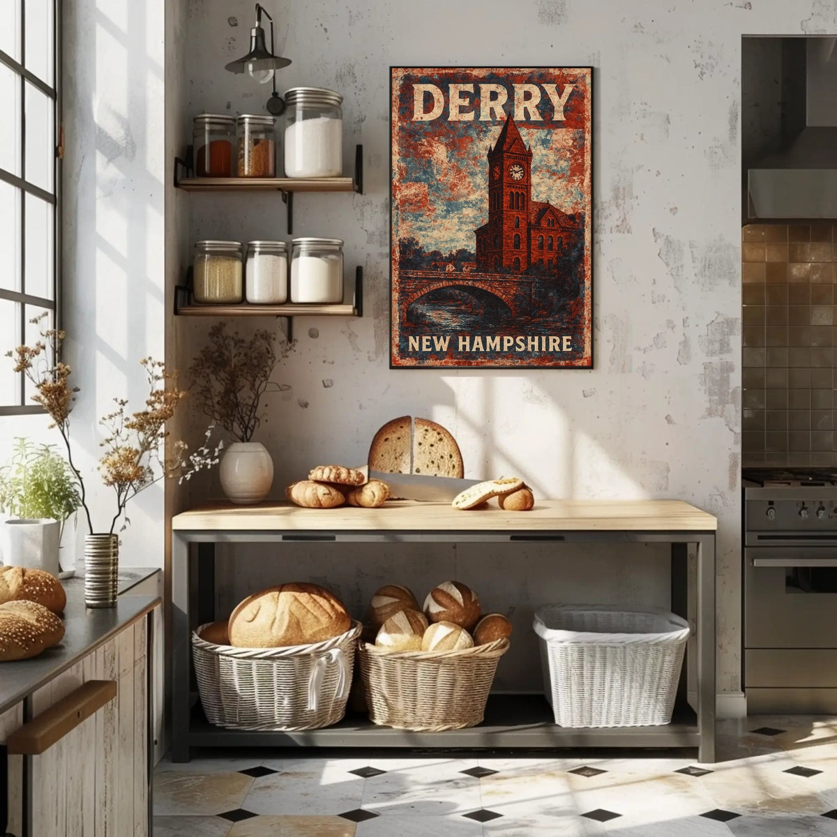Derry New Hampshire Vintage Travel Scenic Retro Decor Poster
