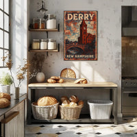 Derry New Hampshire Vintage Travel Scenic Retro Decor Poster