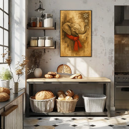 Festive Elephant in Winter Poster