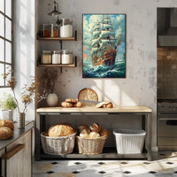 Majestic Sailing Ship At Sea Poster