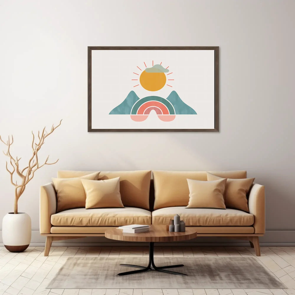 Sunrise Harmony: Modern Minimalist Nature Art Poster
