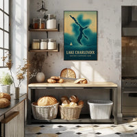 Lake Charlevoix: Sapphire-Gem Abstract Map Travel Poster