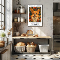Corgi Art with Floral Elegance: Artistic Poster