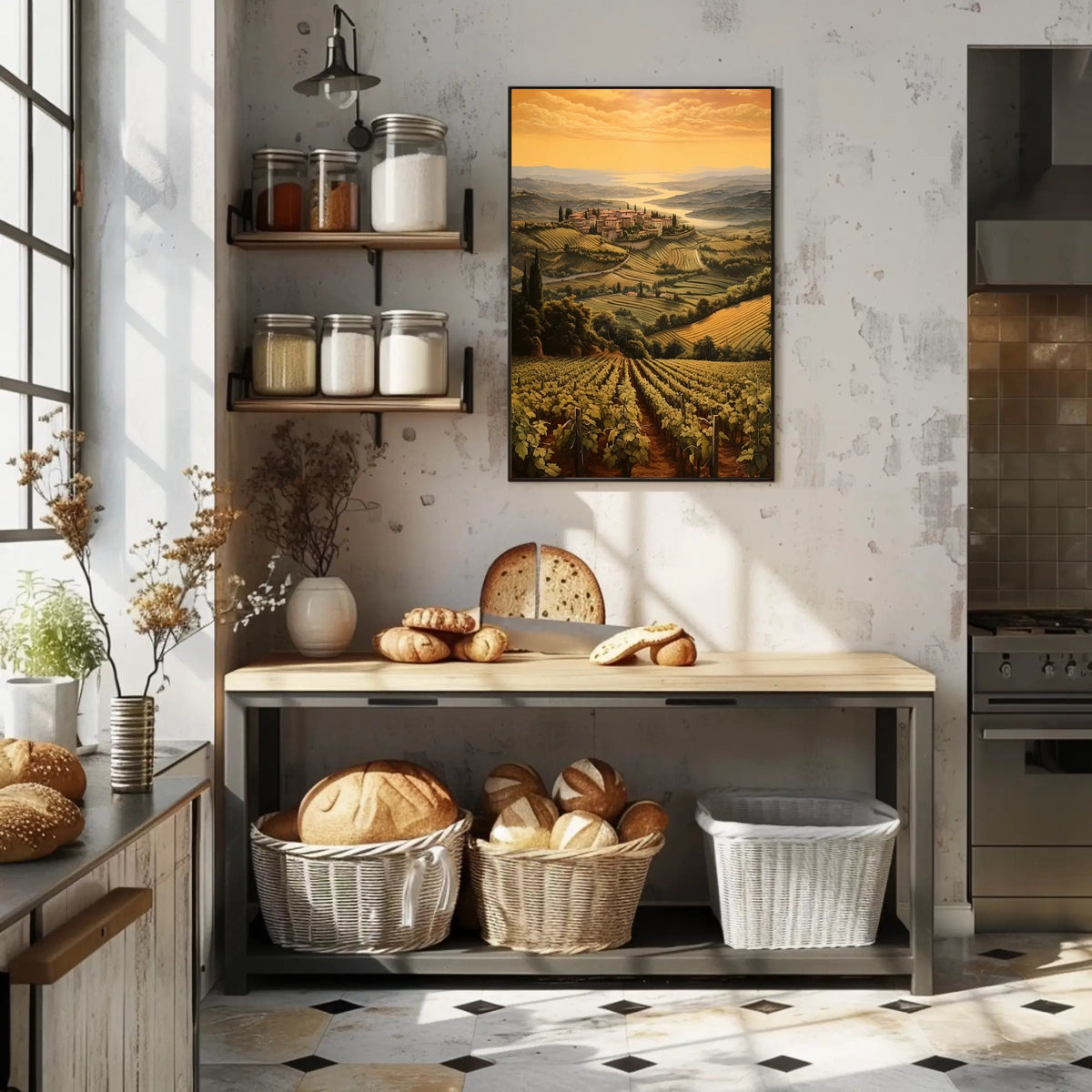 Tuscany Sunset Landscape Photorealistic Travel Poster