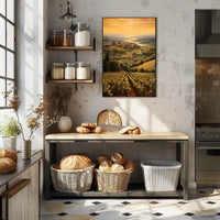 Tuscany Sunset Landscape Photorealistic Travel Poster