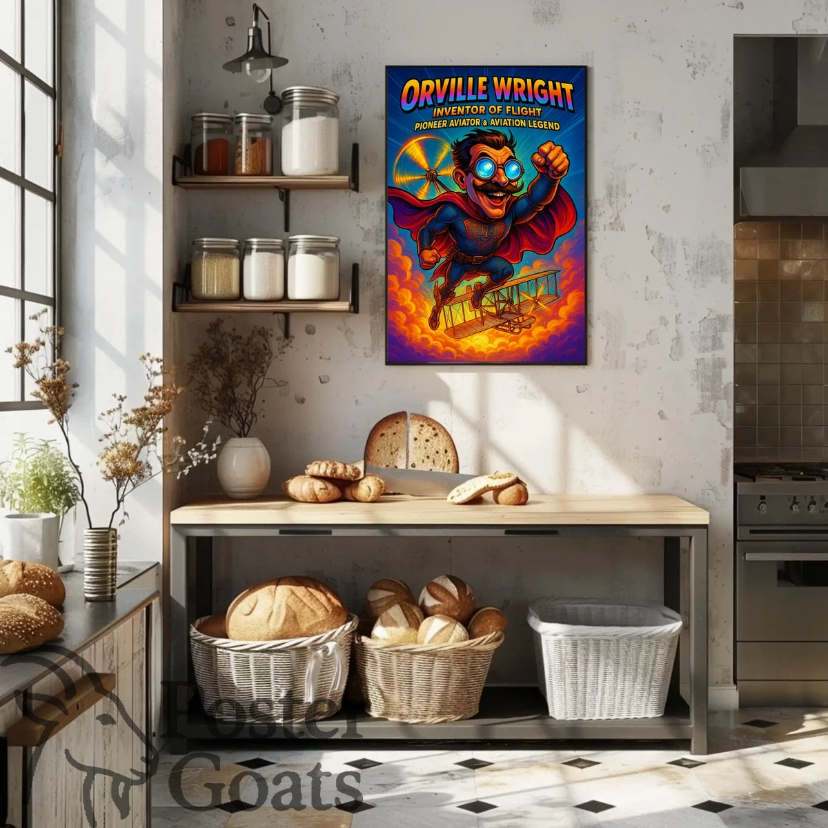Orville Wright Comic Superhero Aviation Poster