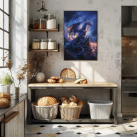 Majestic Blue Dragon Photorealistic Fantasy or Mythology Poster PosterGoat