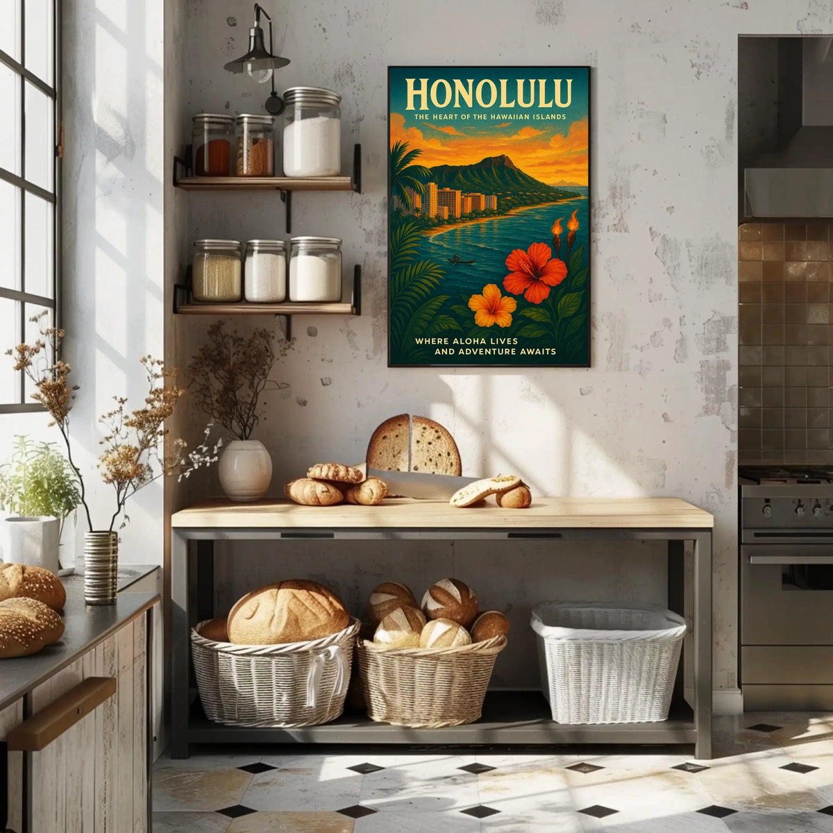 Honolulu Adventure Vintage Travel Poster Art
