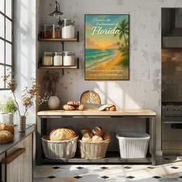 Serene Florida Coastal Sunset Travel Poster