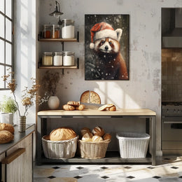 Festive Red Panda In Winter Wonderland Poster