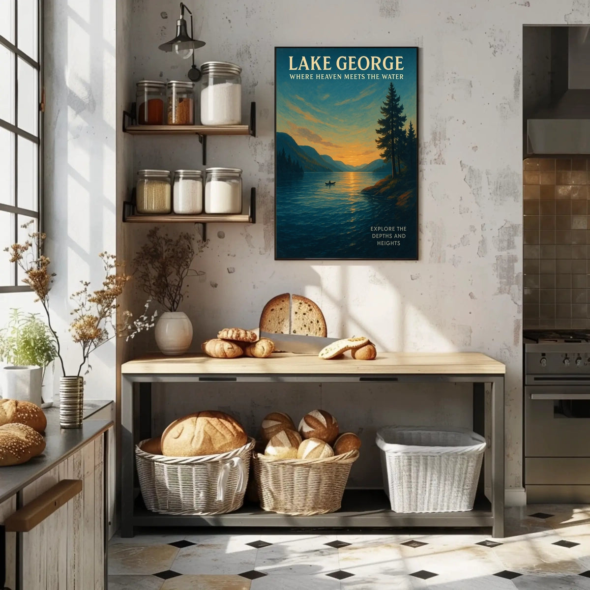 Lake George Sunrise Tranquility Poster Vintage Wall Art