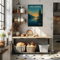 Lake George Sunrise Tranquility Poster Vintage Wall Art