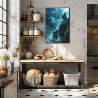 Mystical Storm Wizard Overlooking Ocean Fantasy or Mythology Poster PosterGoat