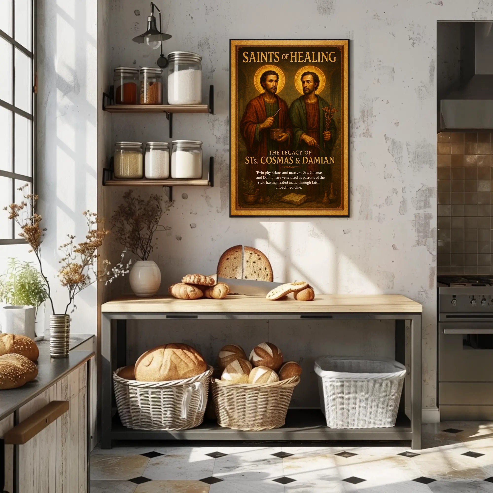 Saints Cosmas and Damian Vintage Spiritual Heritage Poster PosterGoat