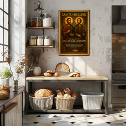 Saints Cosmas and Damian Vintage Spiritual Heritage Poster PosterGoat