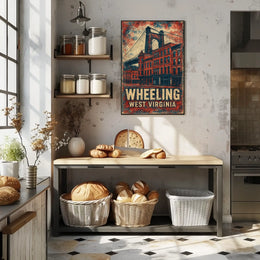 Wheeling Suspension Bridge Vintage Art Nostalgic Poster