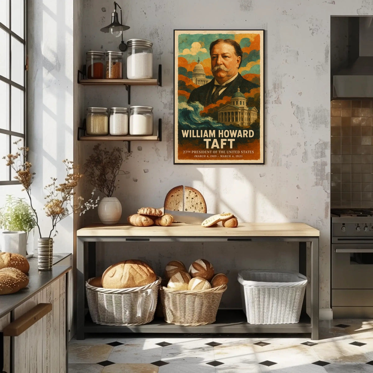 William Howard Taft 27th President of the United States Layered Digital Collage Poster